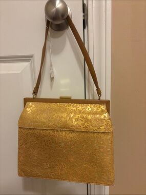 Cynthia Rowley Sample Not to Be Sold Gold Floral Embossed vintage Bag